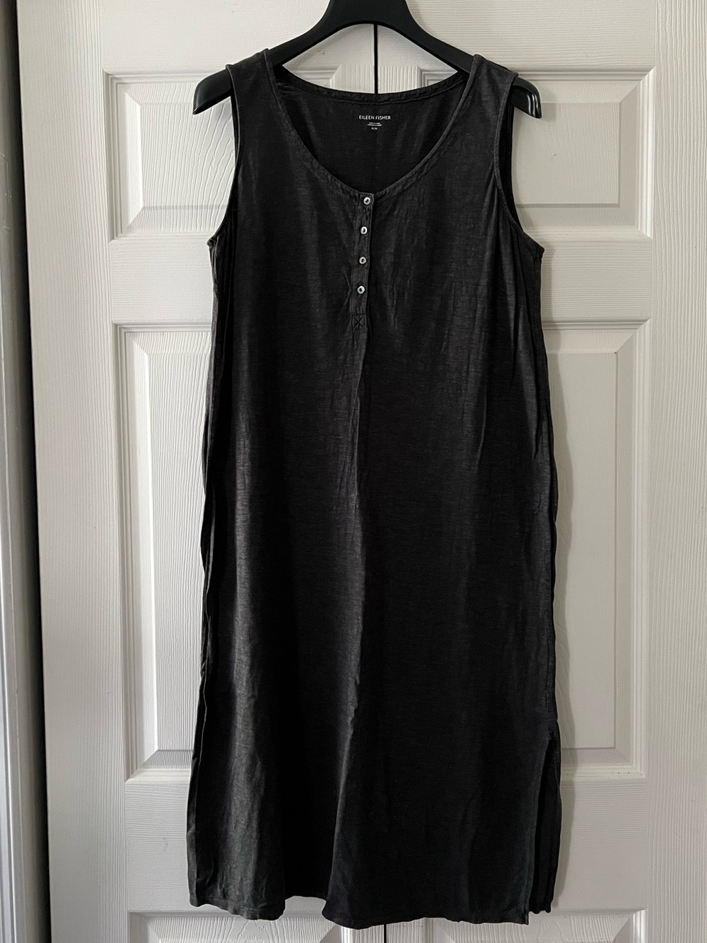 LIKE NEW! — Eileen Fisher Hemp/Organic Cotton Sleeveless Dark Grey Midi Dress